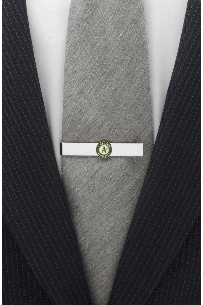 Oakland Athletics Tie Bar, Alternate, color, GREEN/ SILVER
