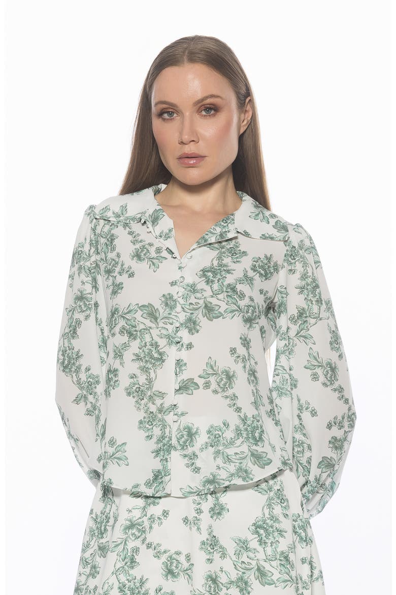 Rah Covered Button-Down Top, Alternate, color, GREEN FLORAL