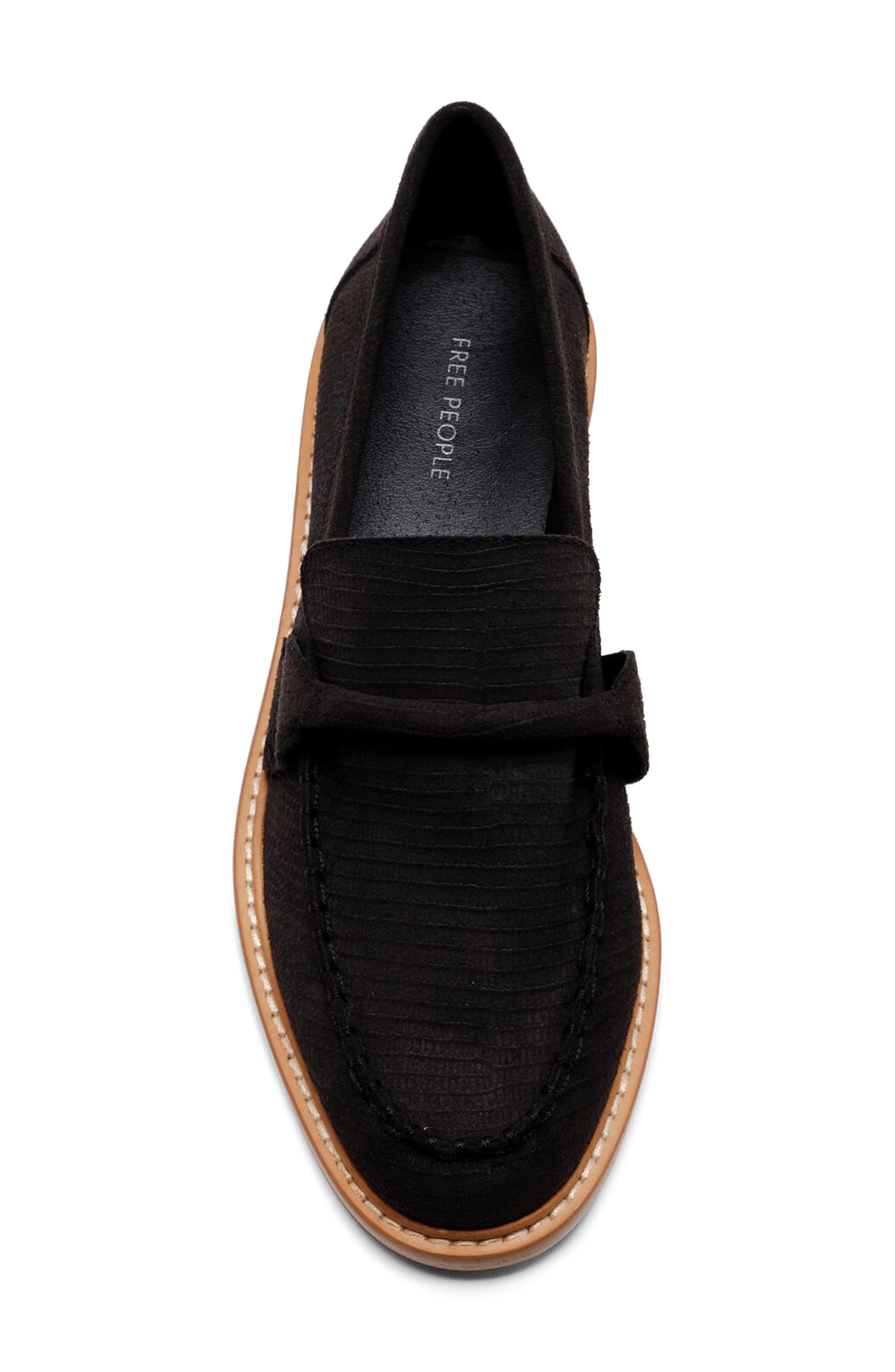 Bedford Lizard Embossed Loafer, Alternate, color, BLACK SUEDE