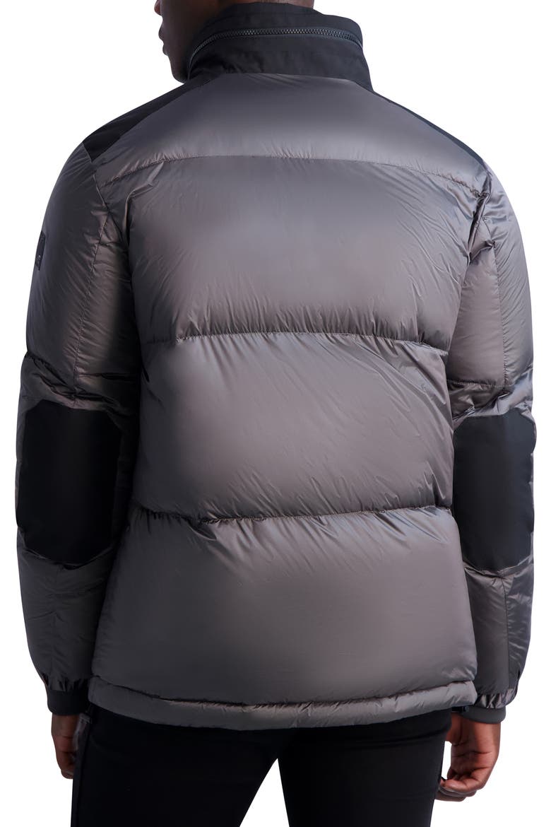Mixed Media Quilted Coat, Alternate, color, GREY