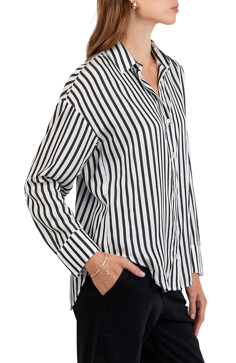 Bella Dahl Stripe Oversize Button-Up Shirt, Alternate, color, Vintage Black Stripe