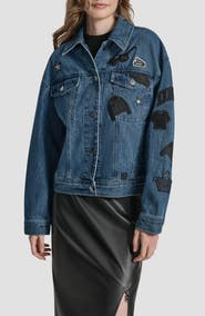 DKNY Logo Patch Denim Trucker Jacket