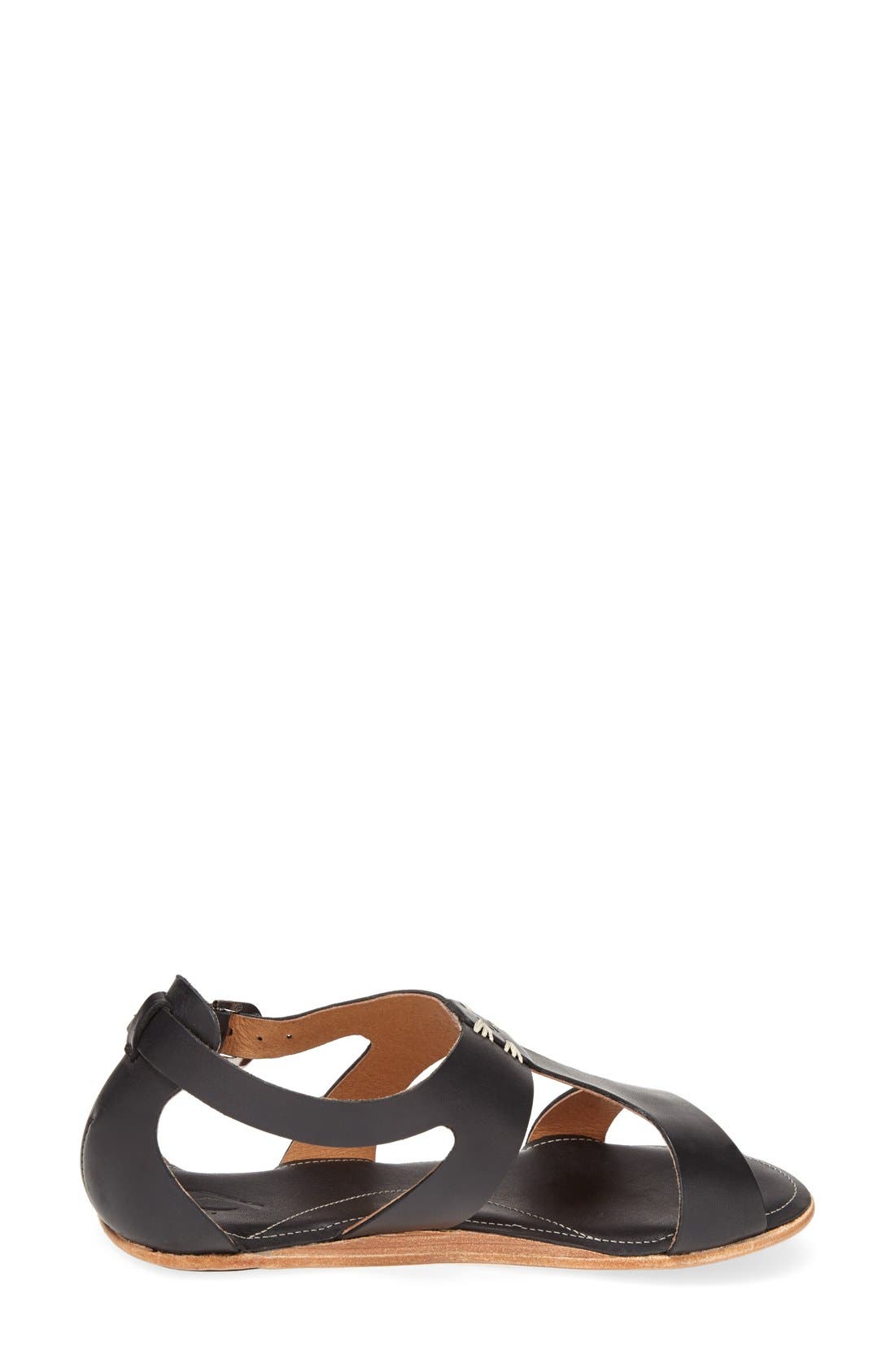 'Pouli' Leather Sandal, Alternate, color, BLACK