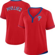 FANATICS Women's Fanatics Red Philadelphia Phillies League Diva Star Raglan V-Neck T-Shirt