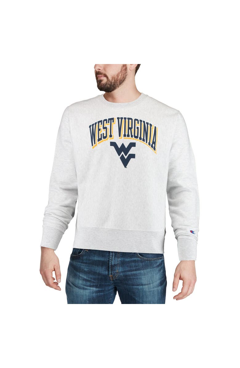 Champion Men's Champion Gray West Virginia Mountaineers Arch Over Logo Reverse Weave Pullover Sweatshirt, Alternate, color,