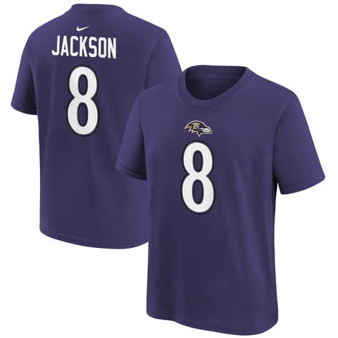 Youth Nike Lamar Jackson Purple Baltimore Ravens Player Name & Number T-Shirt