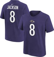 Nike Youth Nike Lamar Jackson Purple Baltimore Ravens Player Name & Number T-Shirt
