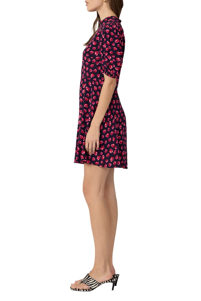 Dolly Print Mock Neck Minidress, Alternate, color, HIBISCUS DOT MARITIME