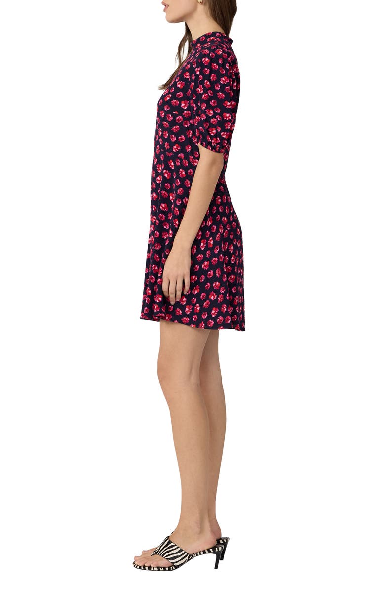 DVF Dolly Print Mock Neck Minidress, Alternate, color, Hibiscus Dot Maritime