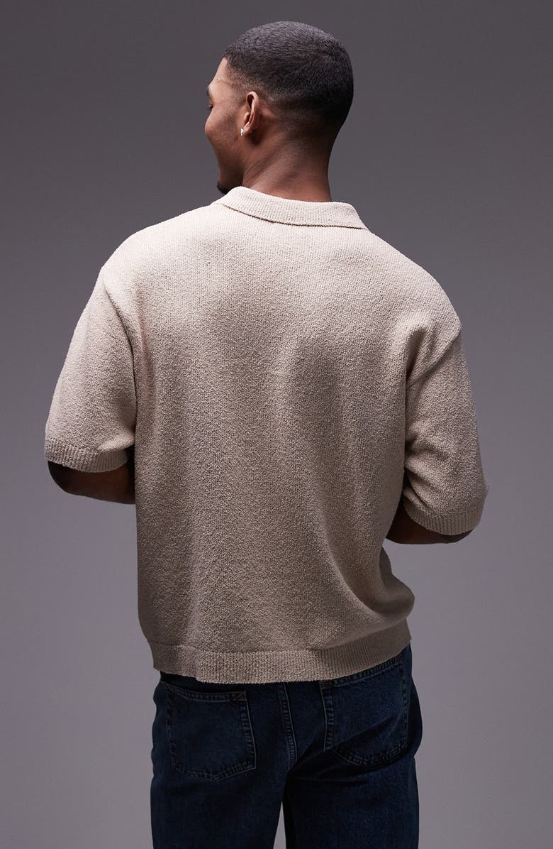 Topman Cotton Blend Bouclé Polo Sweater, Alternate, color,