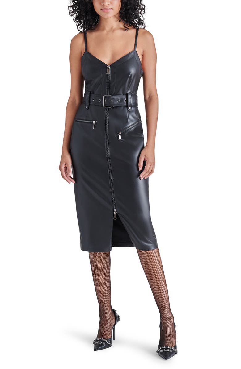 Steve Madden Levina Faux Leather Midi Dress, Main, color, 