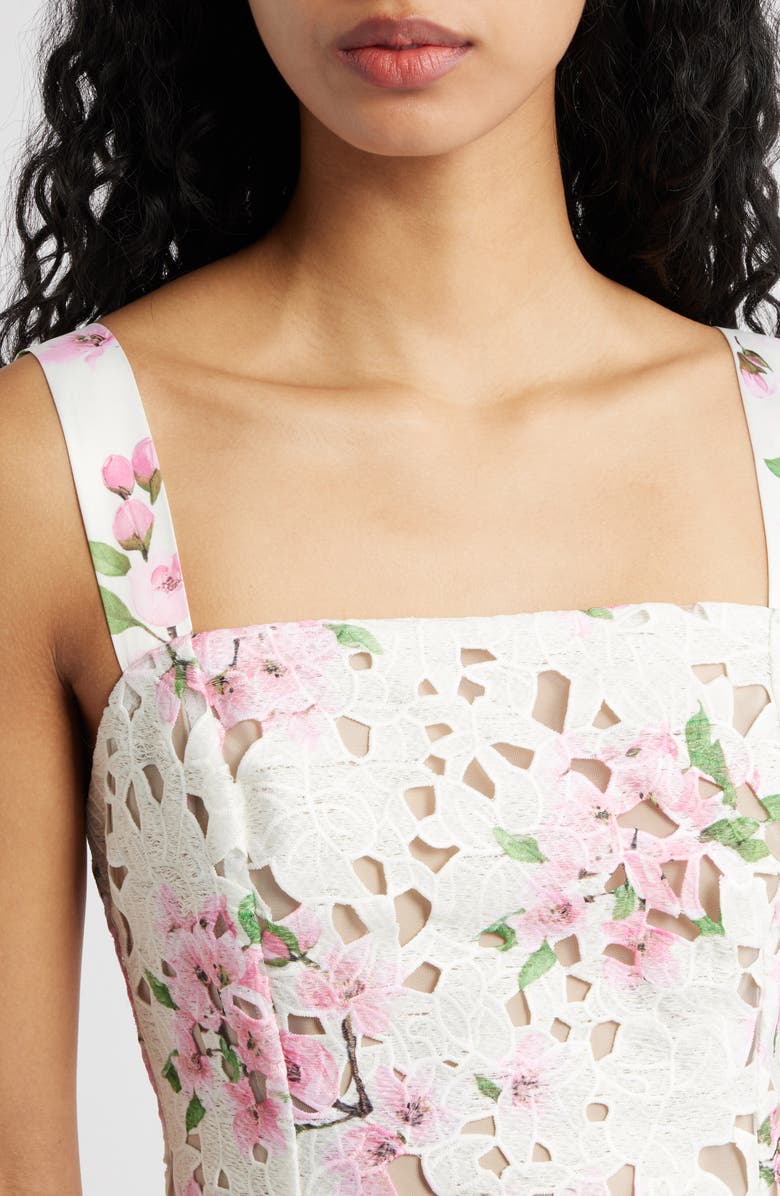 Lucy Paris Amiri Lace Cutout Minidress, Alternate, color, White Floral