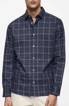 MANGO Regular Fit Plaid Cotton Button-Up Shirt