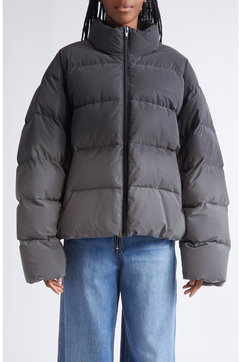 Reflective Gradient Puffer Jacket, Main, color, SILVER/ BLACK