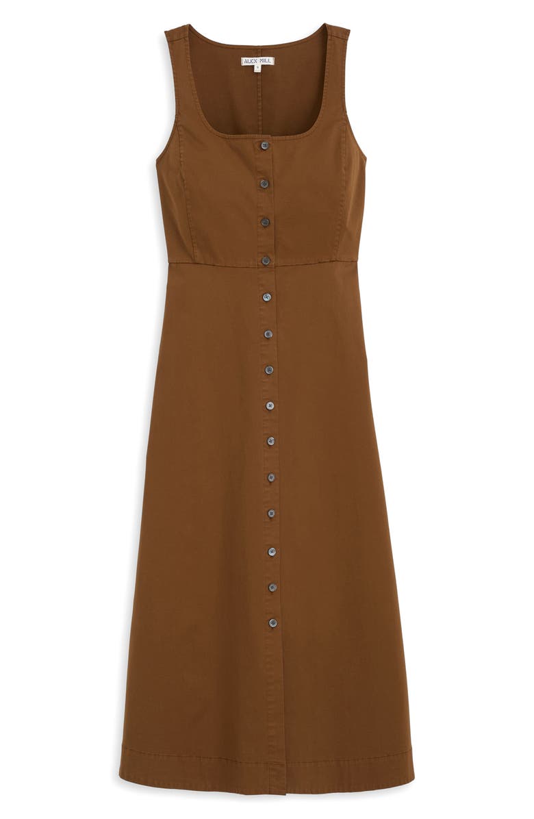 Alex Mill Piper Twill A-Line Dress, Alternate, color, Coffee Liqueur