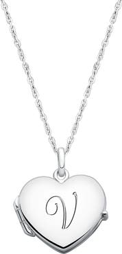 Tiny Blessings Sterling Silver Heart Locket & Engraved Initial 14-16" Necklace