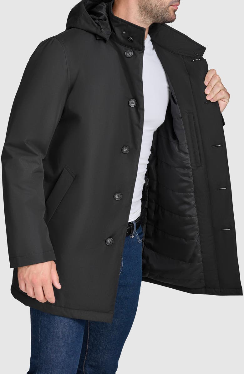 Cole Haan Signature Hooded Raincoat, Alternate, color, Black