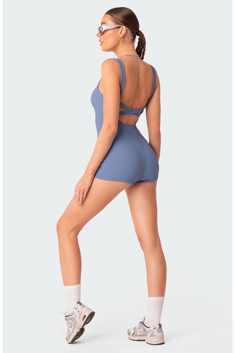 Drea Open Back Rib Romper, Alternate, color, BLUE