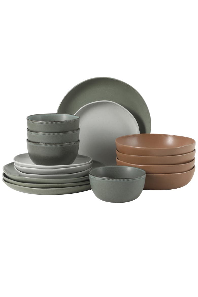 Menlo Park 16-Piece Stoneware Embossed Plates and Bowls Dinnerware Se, Main, color, Multicolors