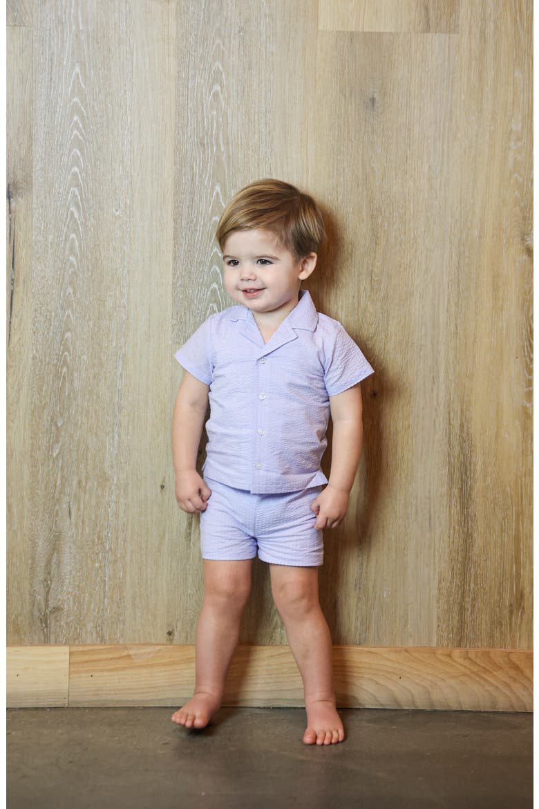 Kids' Cotton Seersucker Camp Shirt & Pull-On Shorts Set, Alternate, color, BLUE