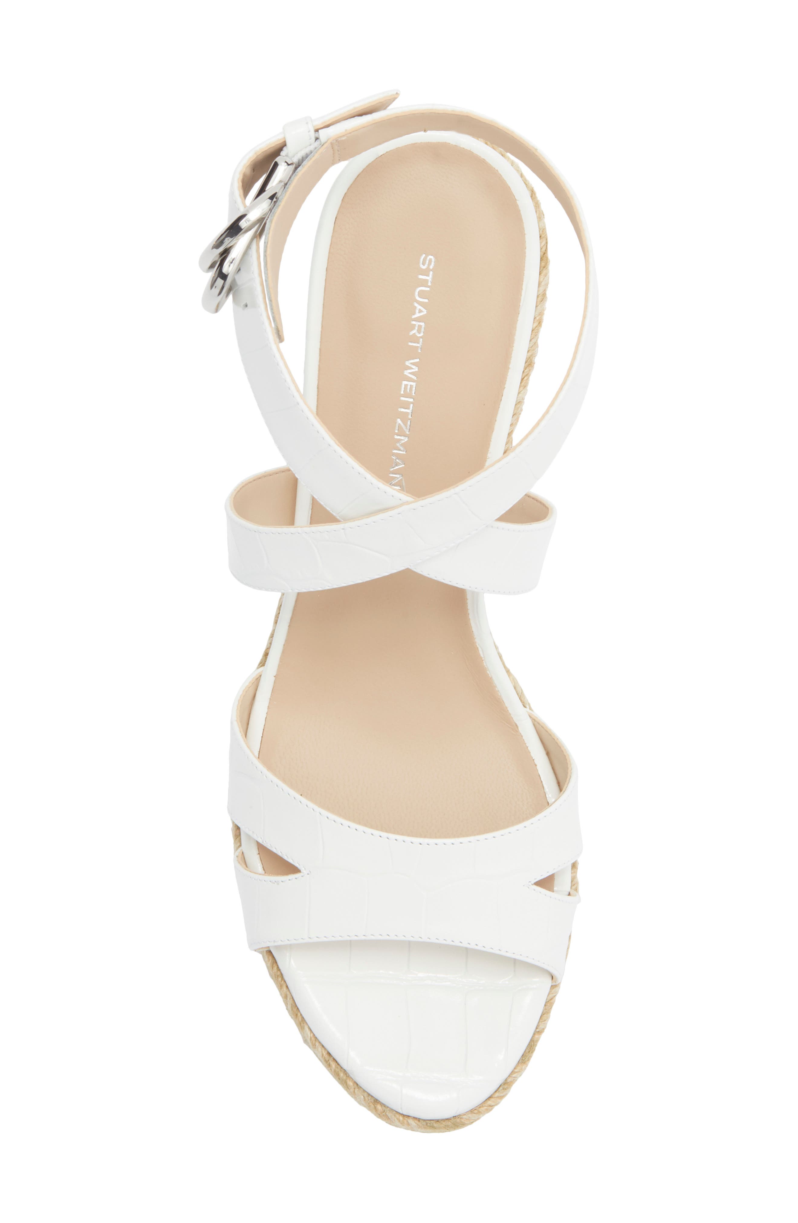Stuart Weitzman Zuzu Espadrille Wedge Sandal, Alternate, color, White.