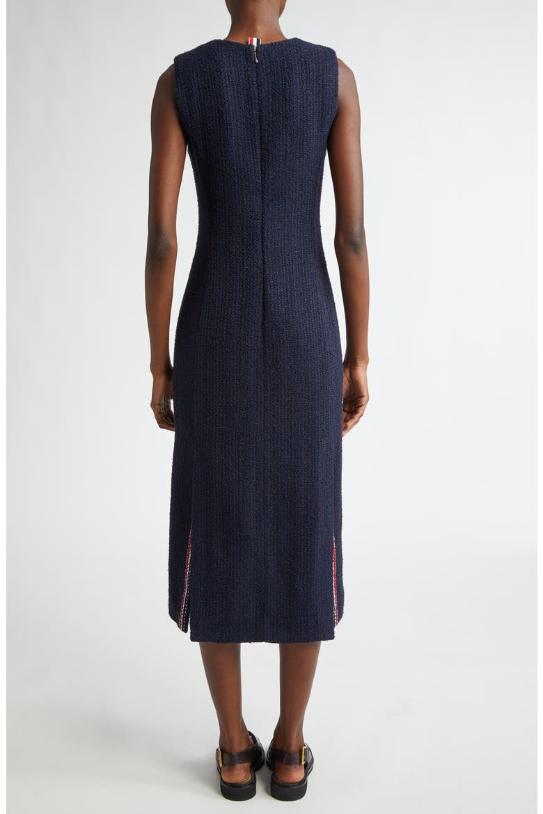 Textured Weave Sleeveless Midi Dress, Alternate, color, NAVY
