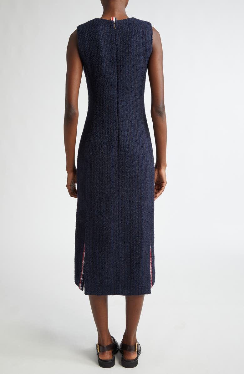 Thom Browne Textured Weave Sleeveless Midi Dress, Alternate, color,