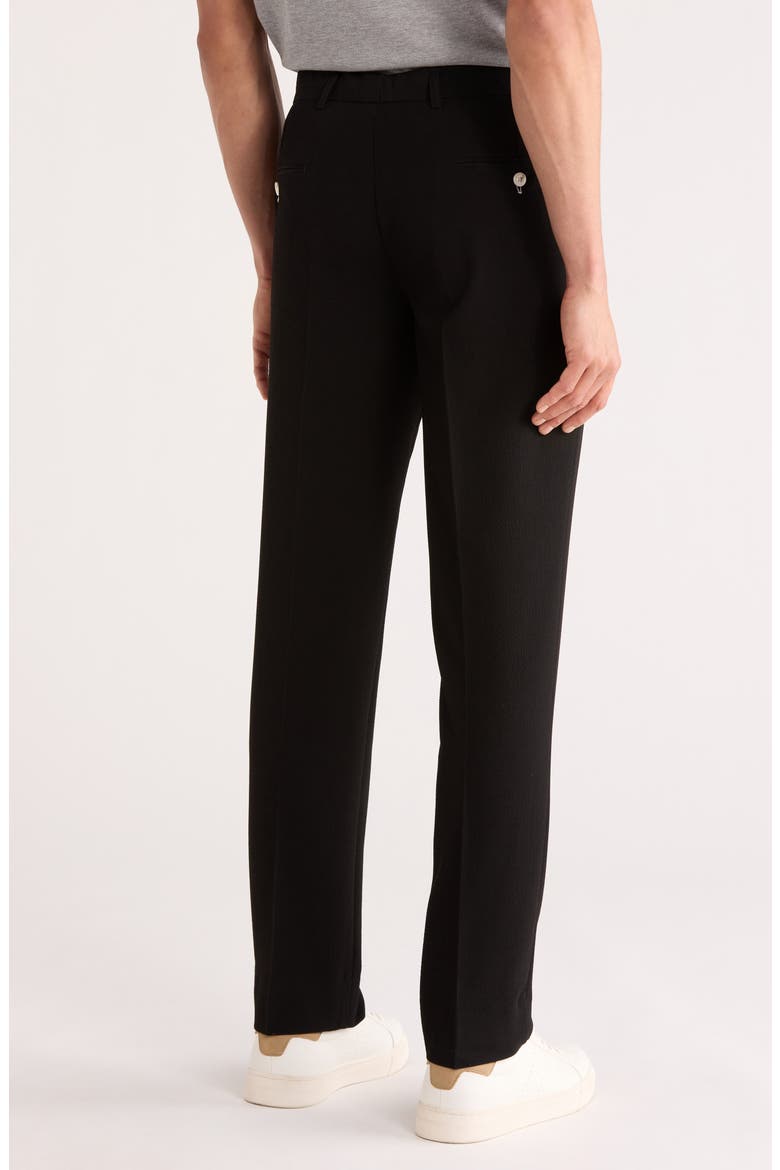 Seersucker Flat Front Pants, Alternate, color, BLACK