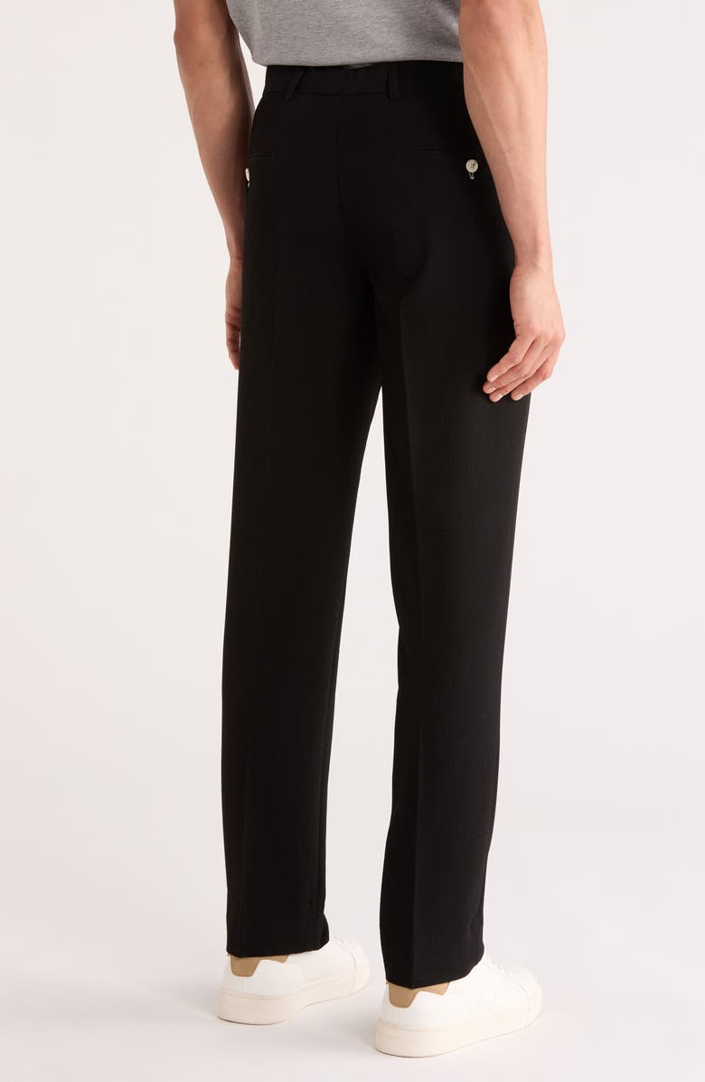 Scotch & Soda Seersucker Flat Front Pants, Alternate, color, Black