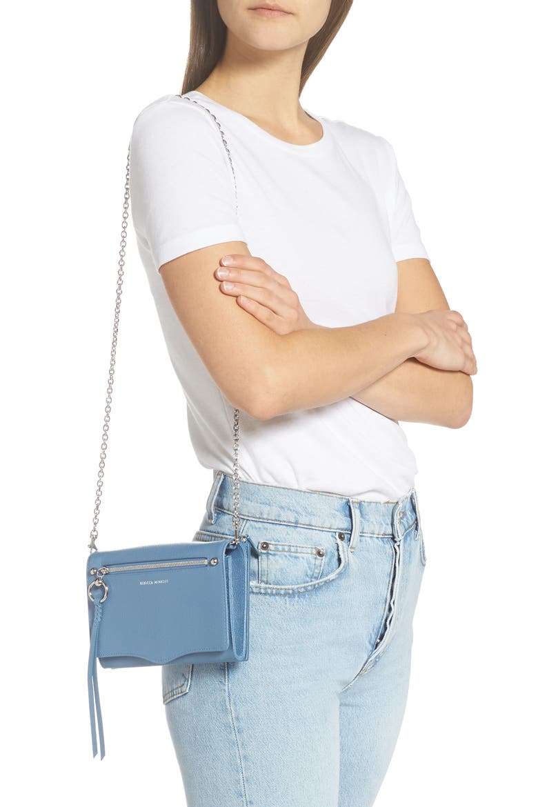 Gabby Leather Wallet on a Chain, Alternate, color, CEMENT BLUE