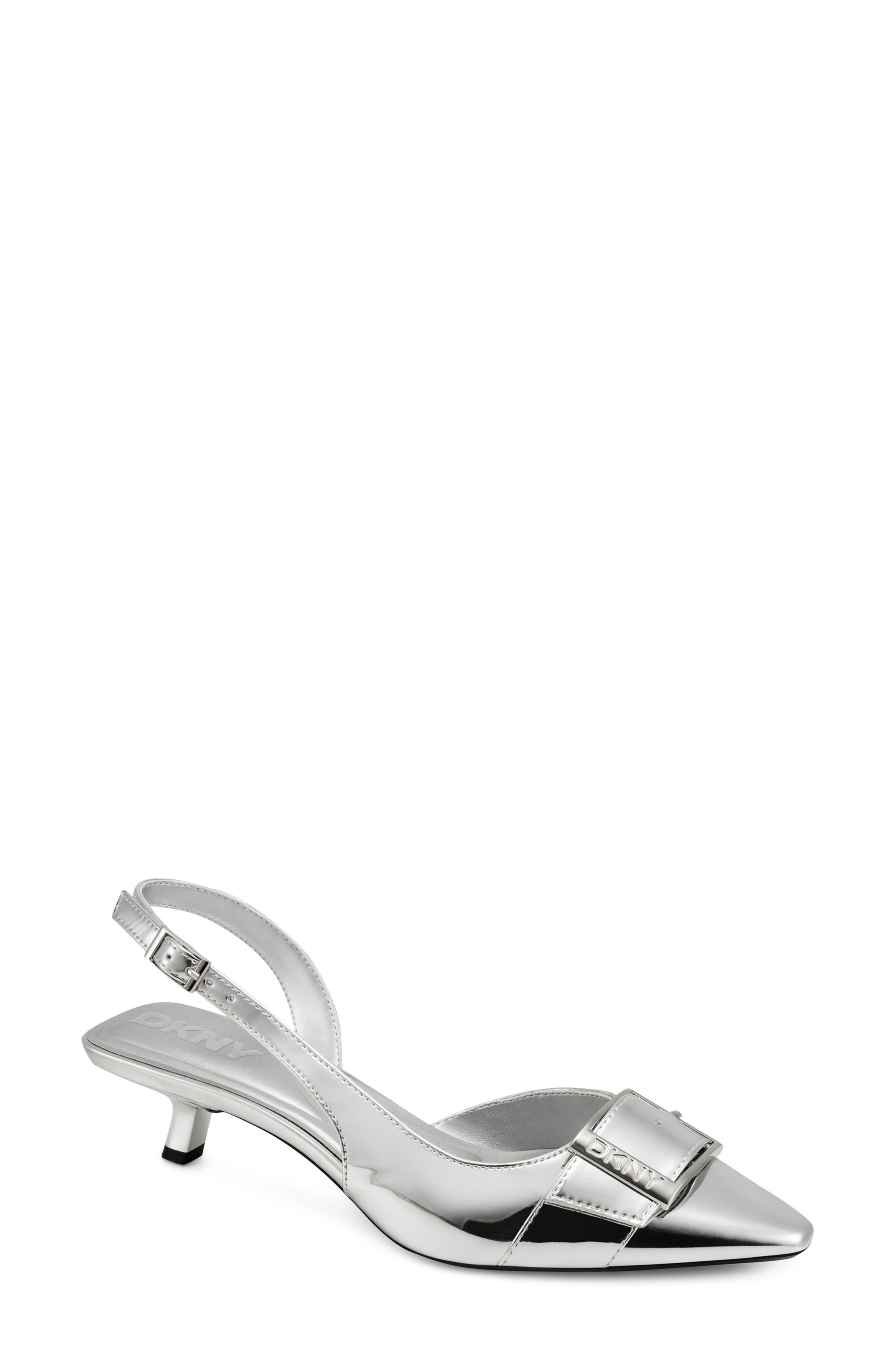 DKNY Naylor Pointed Toe Slingback Pump, Main, color, Silver