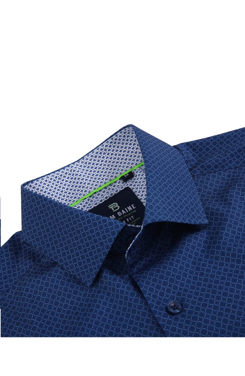 TOM BAINE Slim Fit Performance Short Sleeve Button-Up Shirt, Alternate, color, Blue