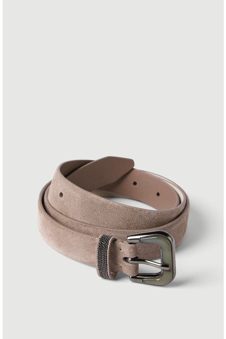 Suede belt with shiny loop, Alternate, color, Light Brown