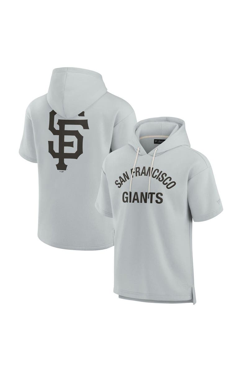 Fanatics Signature Unisex Fanatics Signature Gray San Francisco Giants Elements Super Soft Fleece Short Sleeve Pullover Hoodie, Main, color, Gray