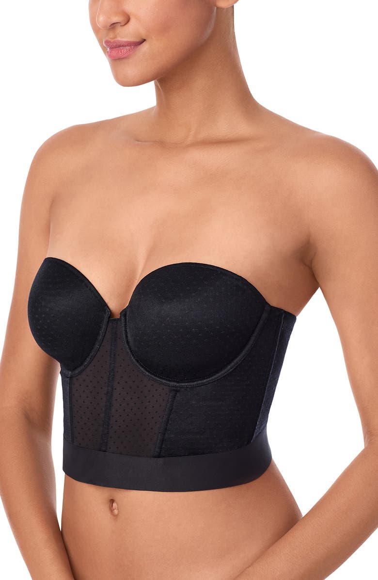 DKNY Dot Mesh Bustier, Alternate, color, Black