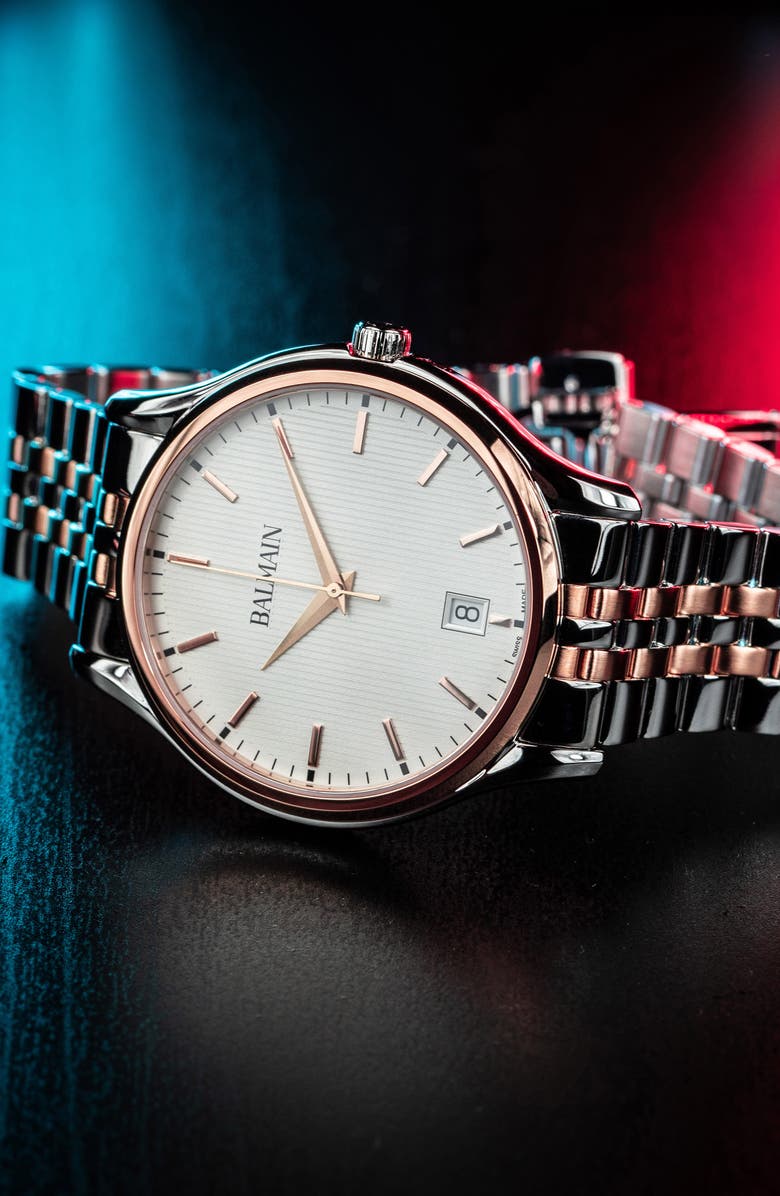 BALMAIN WATCHES Beleganza Gent Two-Tone Bracelet Watch, 40mm, Alternate, color, Stainless Steel/ Rose Gold