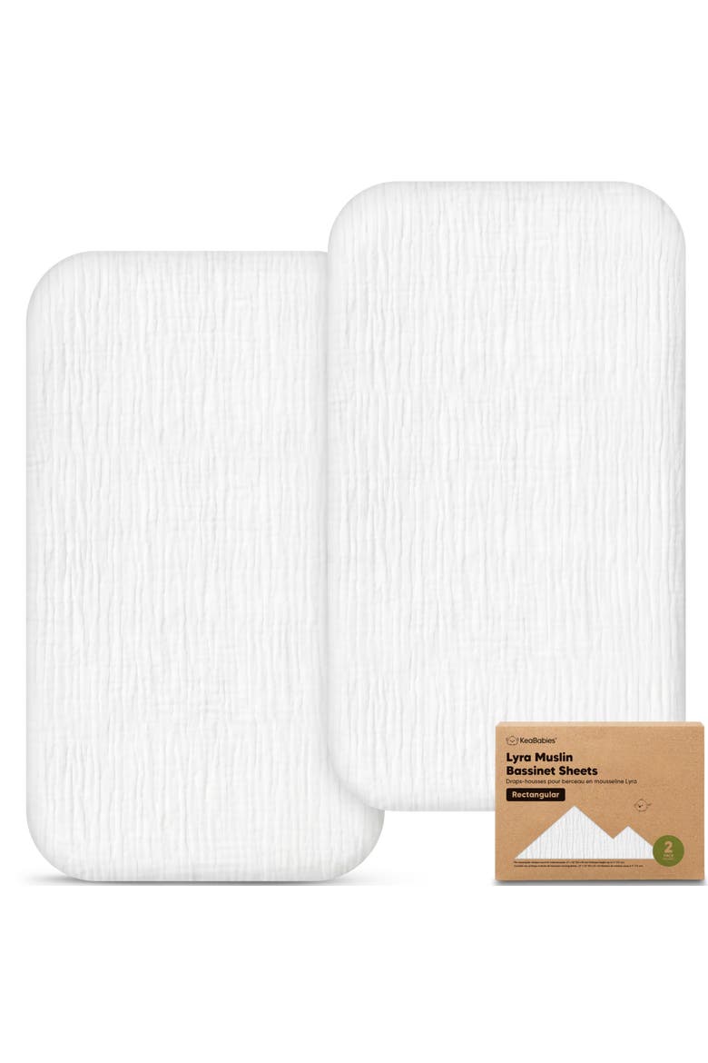 2-Pack Lyra Muslin Bassinet Sheets, Main, color, Soft White