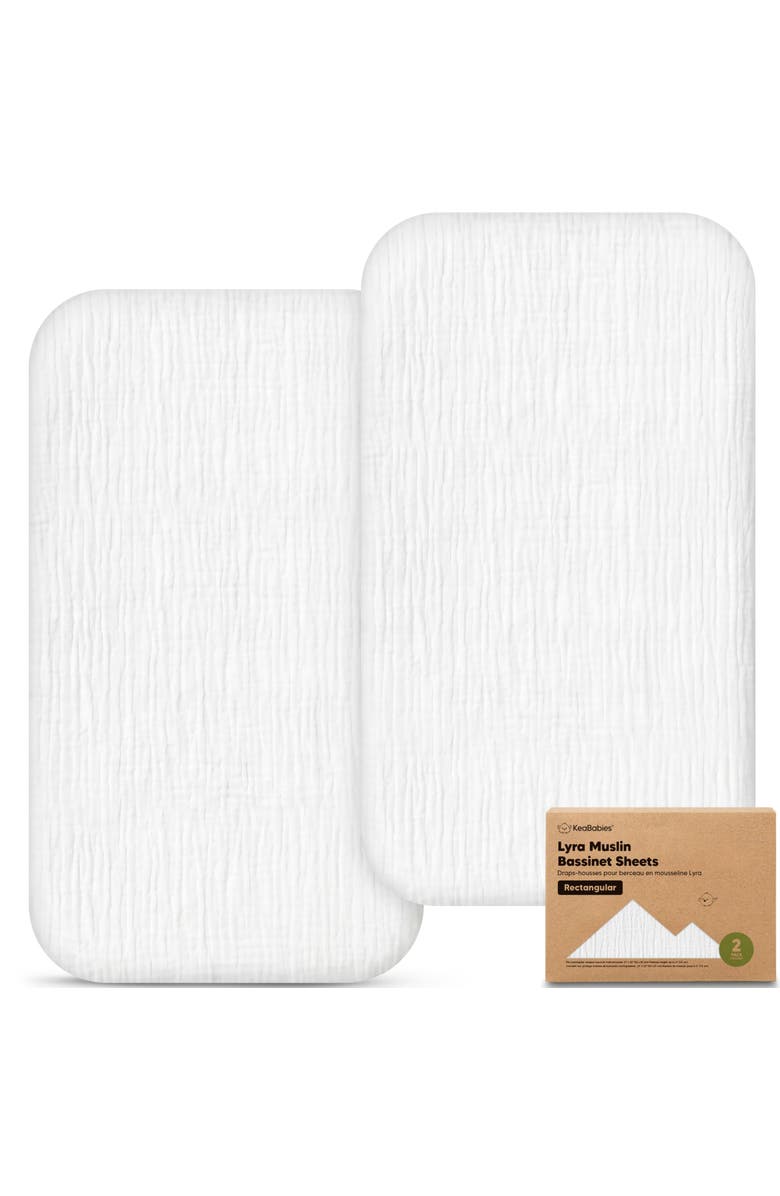KeaBabies 2-Pack Lyra Muslin Bassinet Sheets, Main, color, Soft White