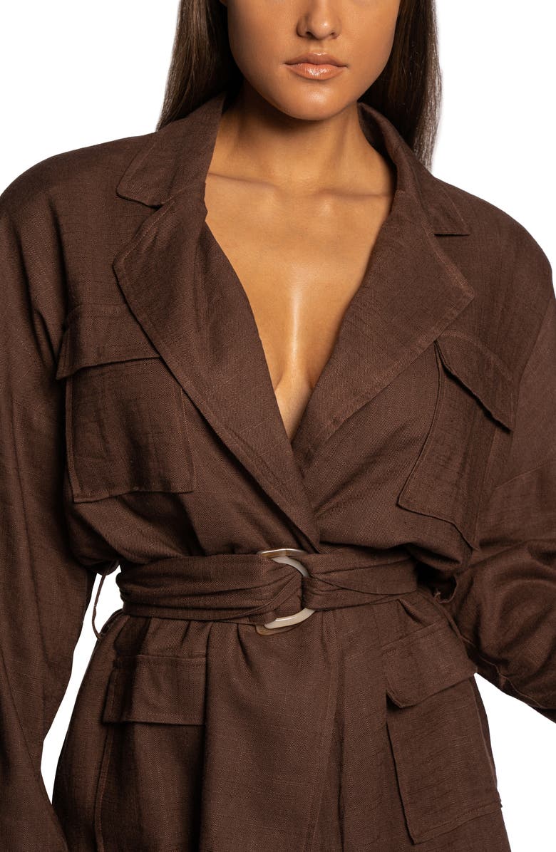 JLUXLABEL Cape Town Belted Cotton & Linen Jacket, Alternate, color,