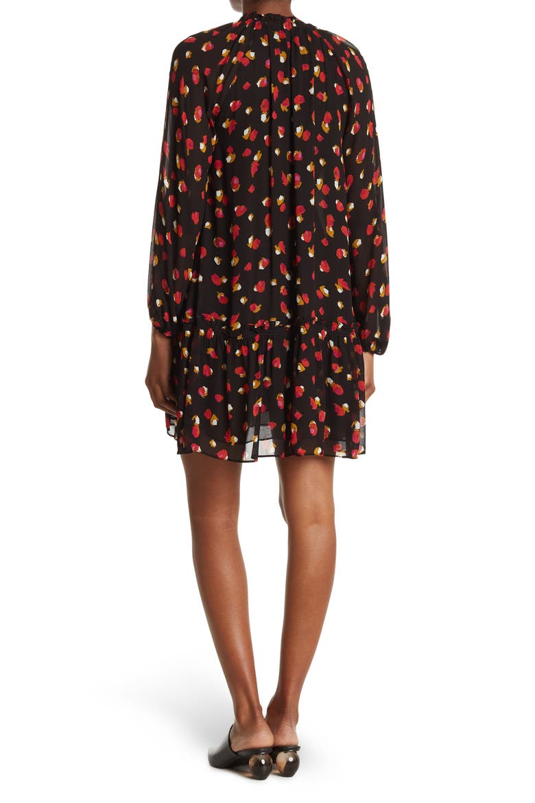 Split Neck Printed Woven Dress, Alternate, color, BLACK