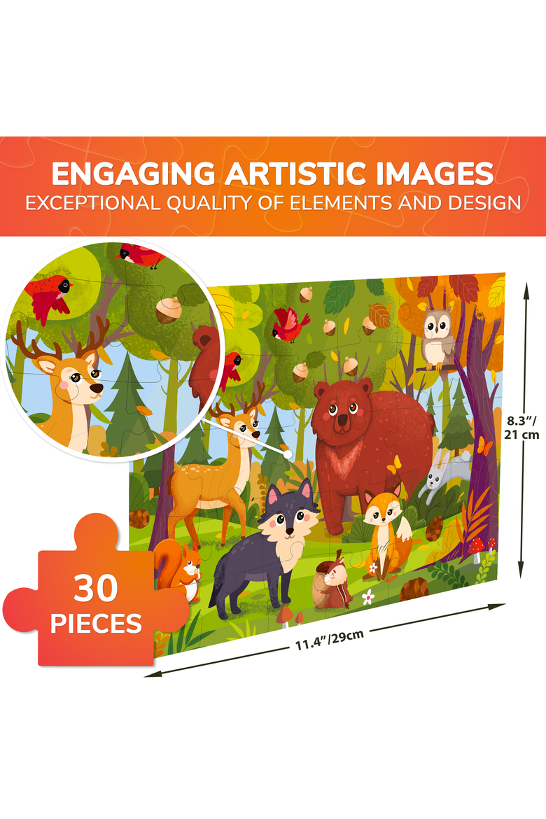 Kids Jigsaw Puzzle 30 Piece - Princess, Animal, Dinosaur, Alternate, color, Forest