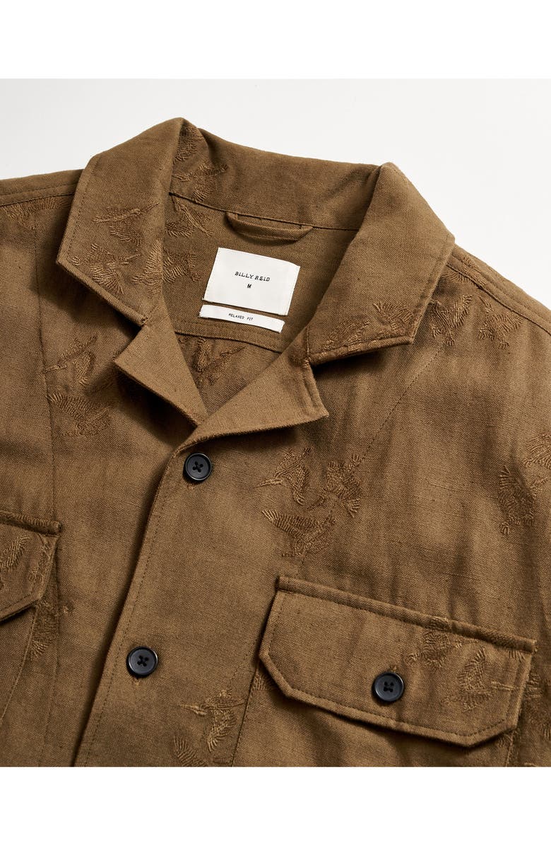 Billy Reid Pelican Gulf Embroidered Long Sleeve Linen & Cotton Camp Shirt, Alternate, color,