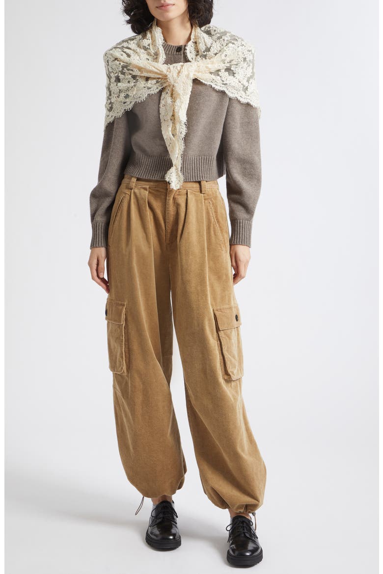 Kirra Lace Cardigan with Scarf, Alternate, color, TAUPE