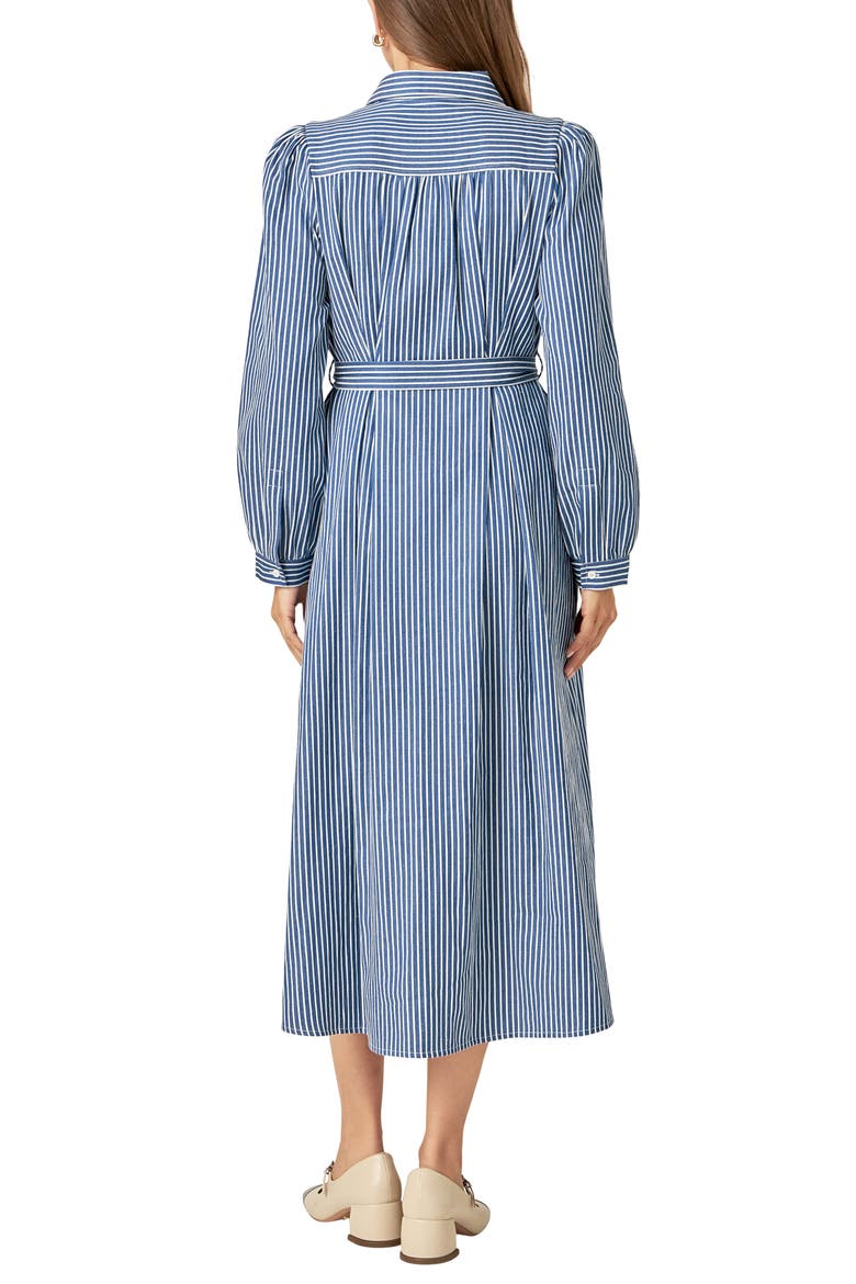 Stripe Long Sleeve Midi Shirtdress, Alternate, color, NAVY