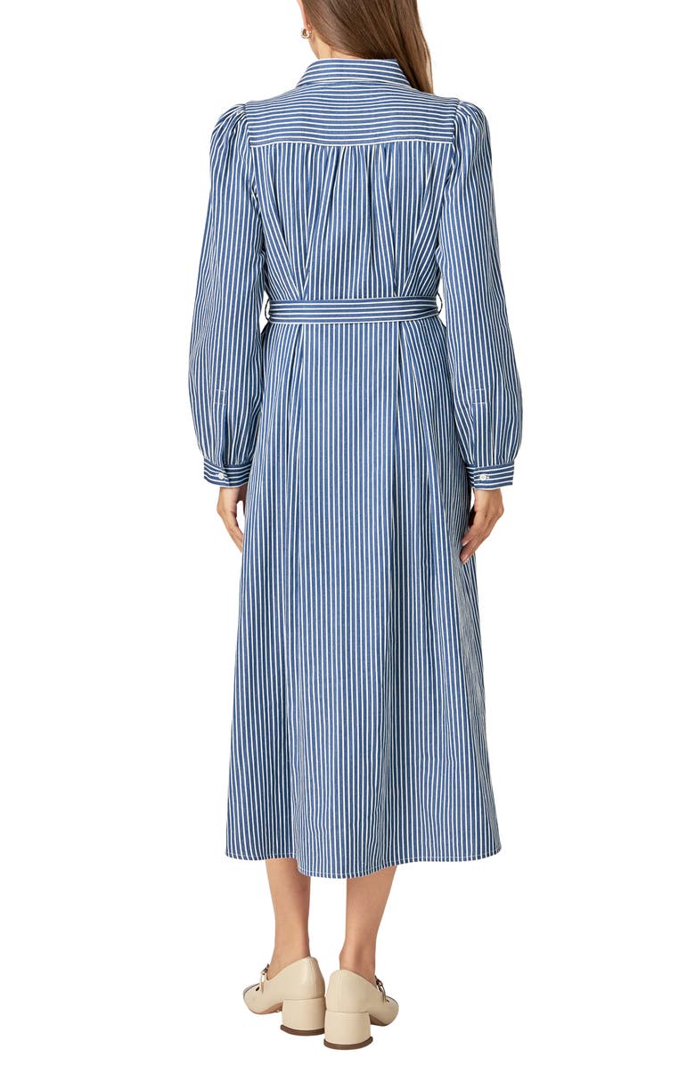 English Factory Stripe Long Sleeve Midi Shirtdress, Alternate, color, Navy