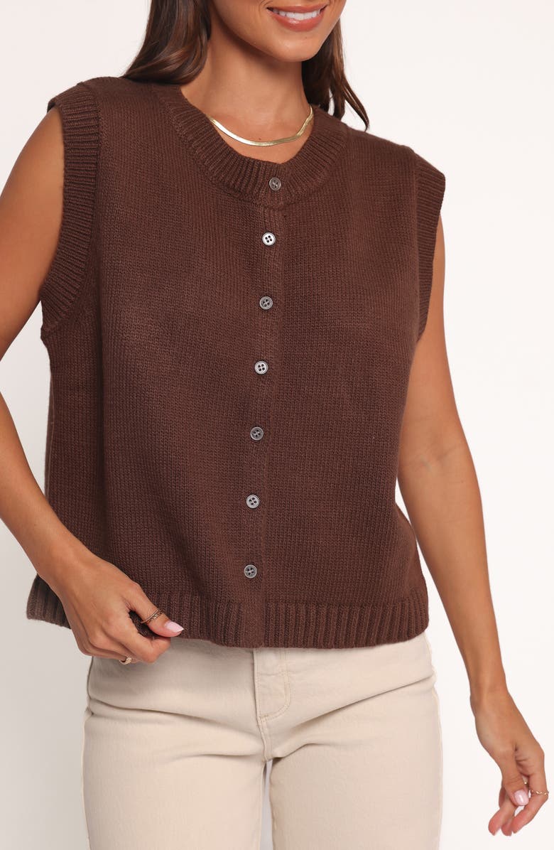 Petal & Pup Sweater Vest, Alternate, color, Dark Chocolate