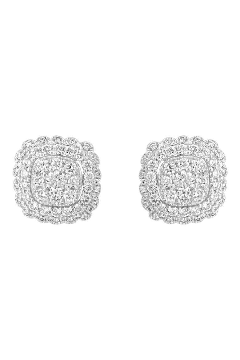 Lab Grown Diamond Sterling Silver Square Halo Stud Earrings, Alternate, color, SILVER