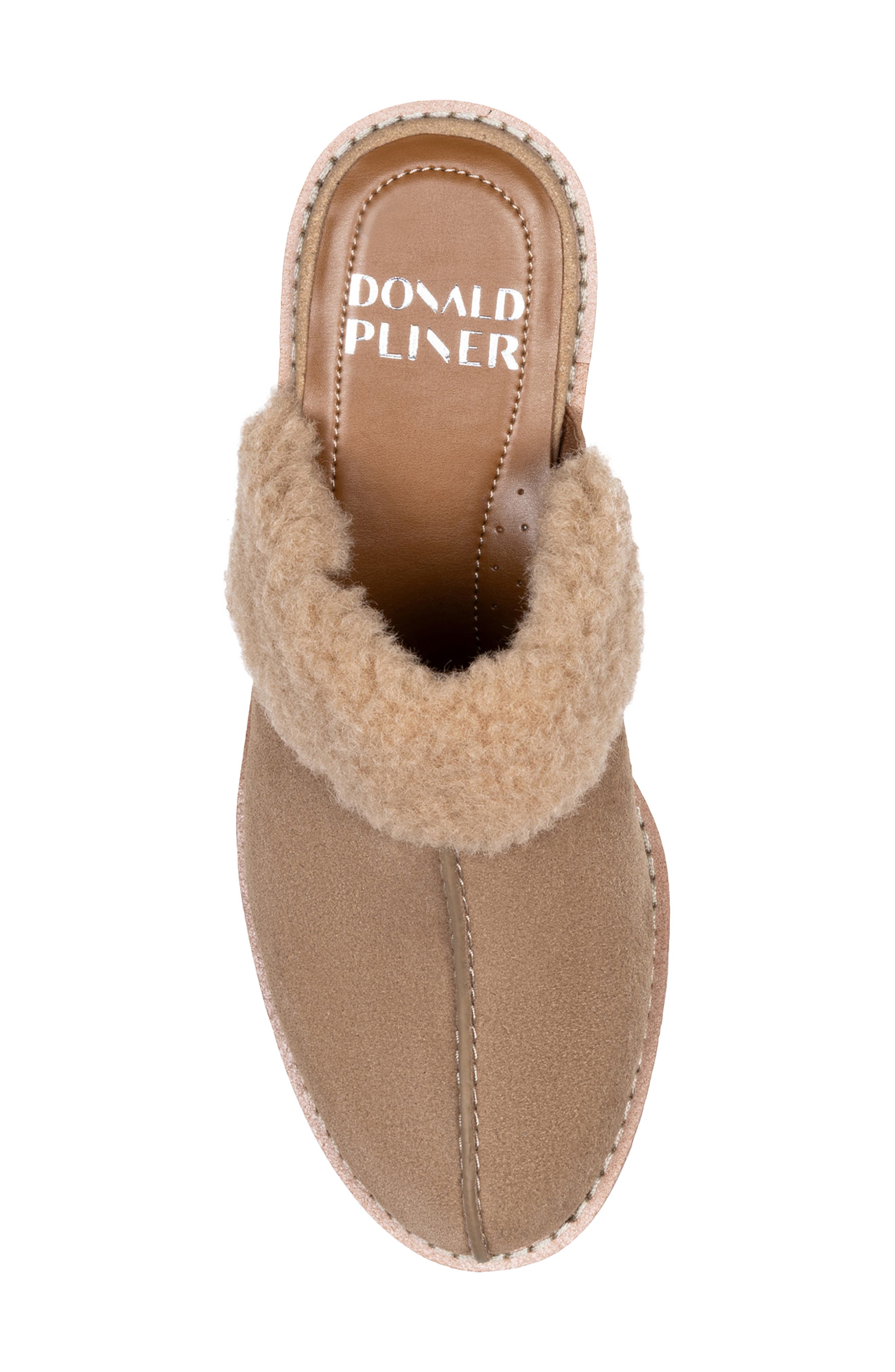 Elate Faux Shearling Trim Wedge Mule, Alternate, color, TOBACCO