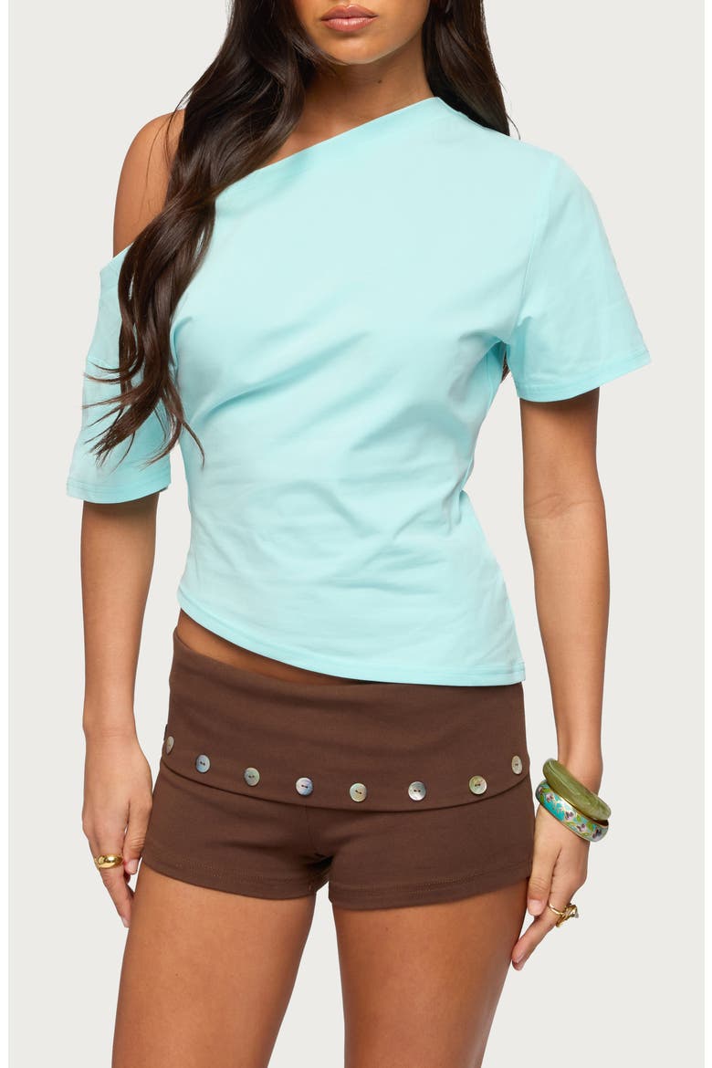 Mariee One-Shoulder Asymmetric Hem Top, Main, color, AQUA