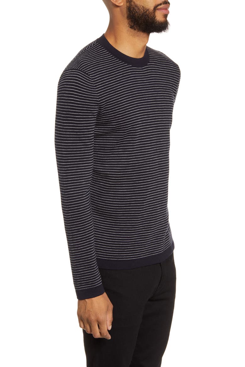 Ollis Stripe Crewneck Wool Sweater, Alternate, color, ECLIPSE/ WHITE
